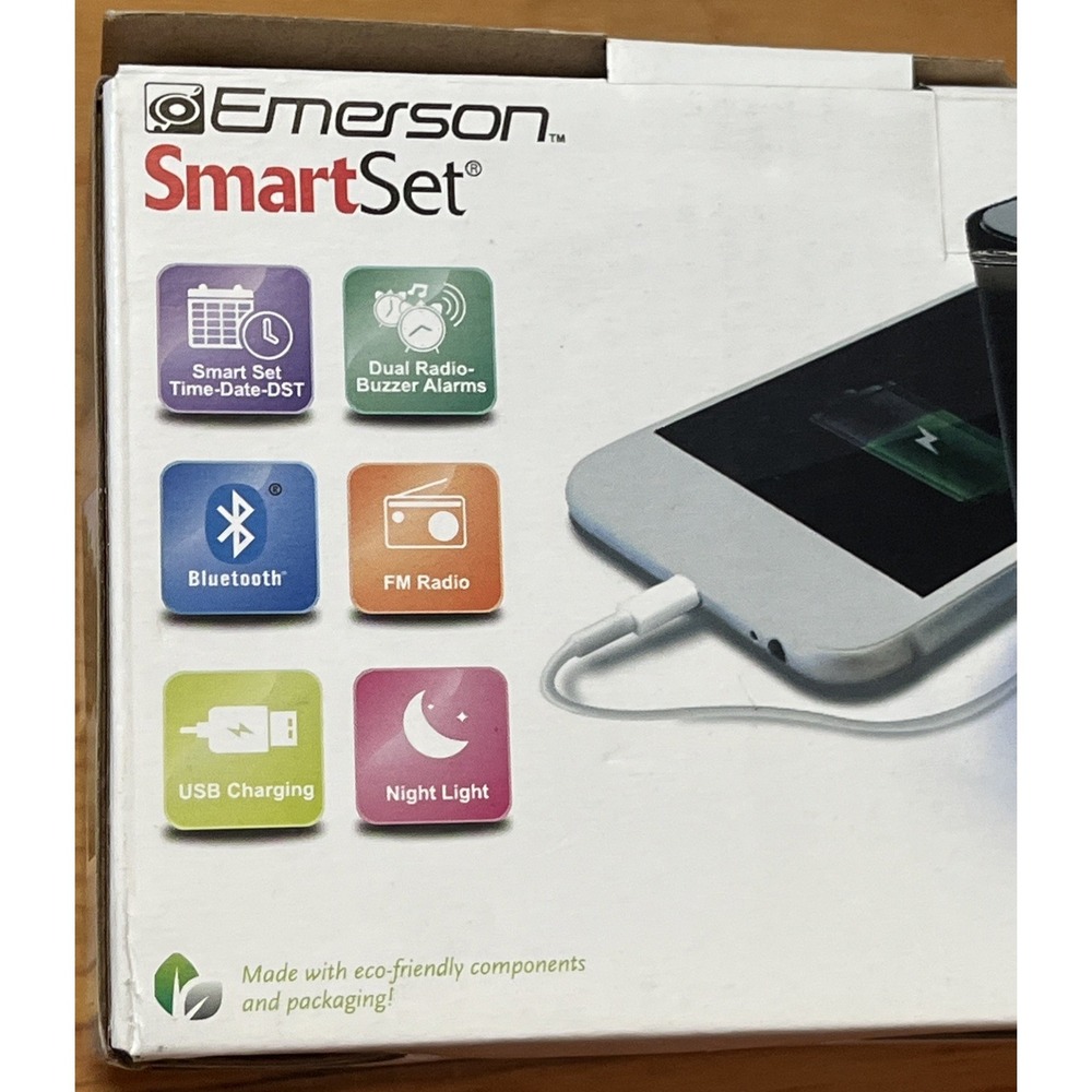 Emerson BLUETOOTH Digital Alarm Clock FM Radio DUAL ALARMS USB Charge CK51507 - Picture 4 of 8